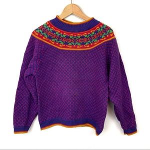 Vintage Knitted High Collar Colorful Sweater